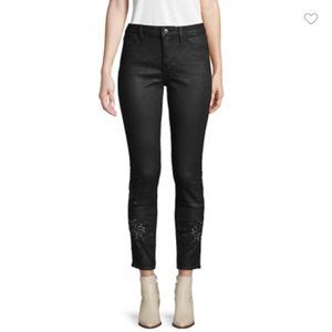 Driftwood Coated Embroidered High-Rise Jeans